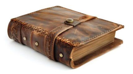 A luxurious leather binder, isolated on a white background