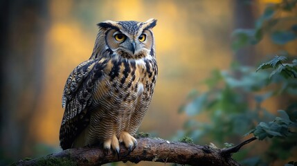 Fototapeta premium An owl stands on a branch
