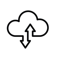 Cloud Computing. Outline icons include Download and Upload. line design style. vector design template