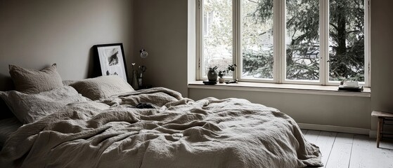 Cozy Bedroom Sanctuary with Scenic Window View