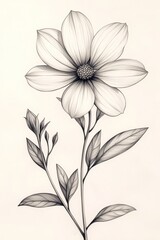 Obraz premium Elegant Monochrome Dahlia Drawing Botanical Illustration