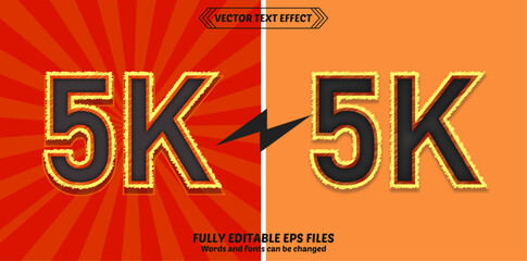 5k followers celebration social media banner and edit text effects Vector Design