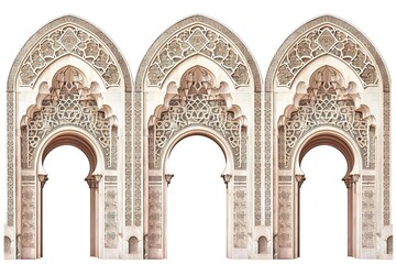 Obraz premium A set of Gothic Style stained glass window in cool tones, warm tones and black and white outline. 