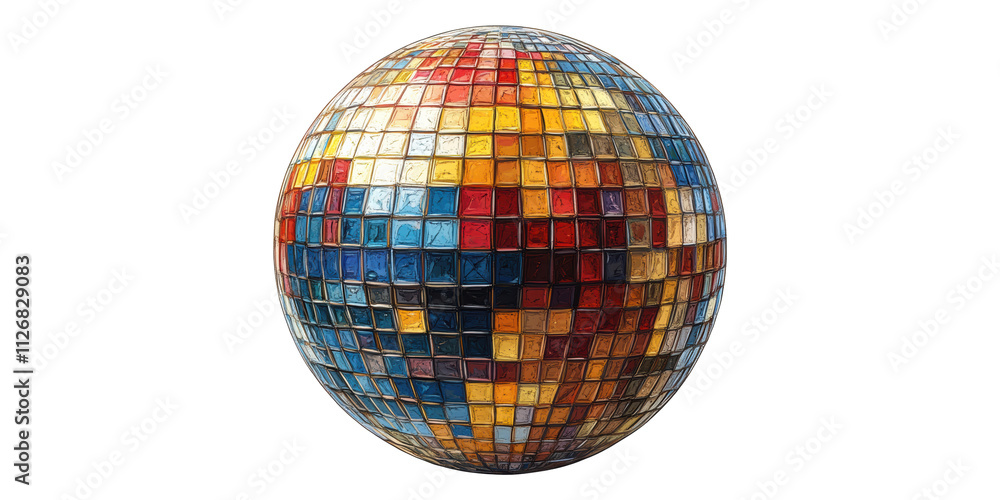 Poster colorful cube mosaic sphere isolated on transparent background