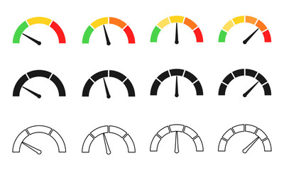 speedometer icon set vector illustration isolated on white background.