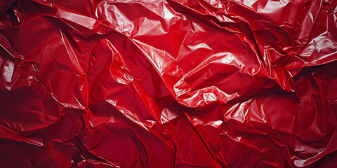 Obraz premium An intense red vinyl background with a shiny, rippled plastic surface, showcasing a dynamic and textured composition perfect for modern designs.