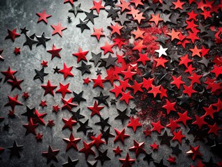Festive Black Red Star Confetti Silhouette Wallpaper - Dynamic Celebration Background