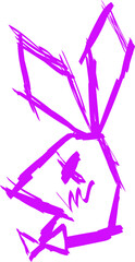 neon creepy graffiti in trendy street style Y2K abstract evil bunny  rabbit