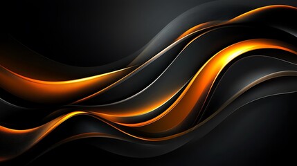Obraz premium Abstract dark background with orange glowing waves.
