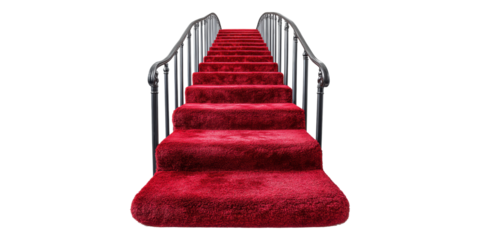 Red carpet staircase isolated on transparent background