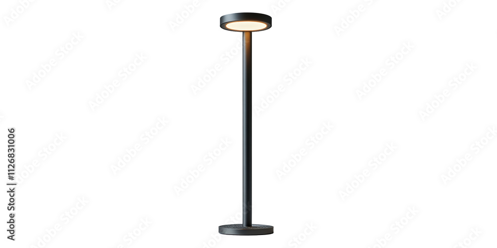 Poster modern floor lamp with circular head isolated on transparent background
