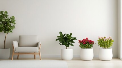 Minimalist Modern Home with Indoor Flower Garden and Sleek Furniture Creating Peaceful Haven