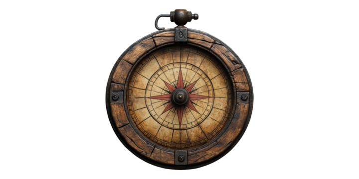 Vintage nautical compass rose isolated on transparent background