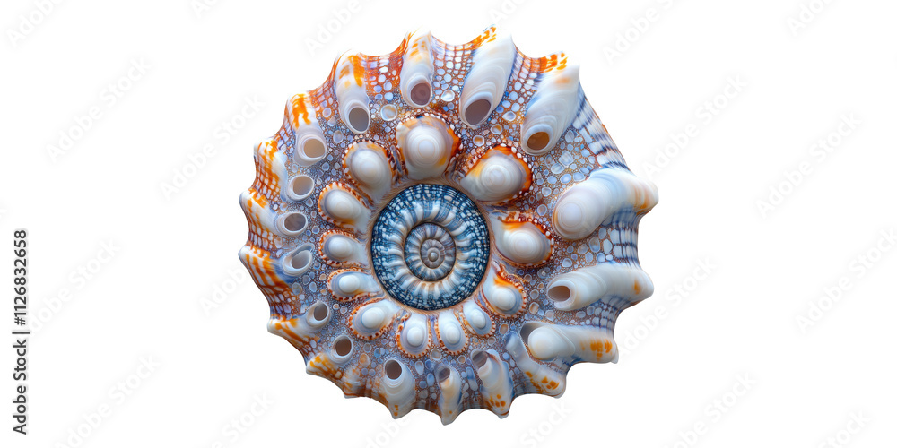 Poster intricate spiral seashell isolated on transparent background