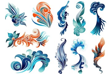 Obraz premium Collection of vector design. Vector illustration set on white background. silhouette vector illustration. black and white vector. 