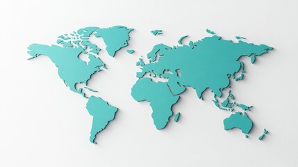 Obraz premium Stylized Paper Cut-Out World Map on White Background