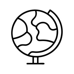globe icon, music vector icon, entertainment vector icon - black outline icon of globe symbolizing social media, communication, and technology in simple design.