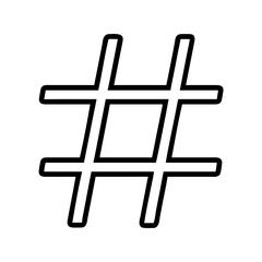 hashtag icon, music vector icon, entertainment vector icon - black outline icon of hashtag symbolizing social media, communication, and technology in simple design.