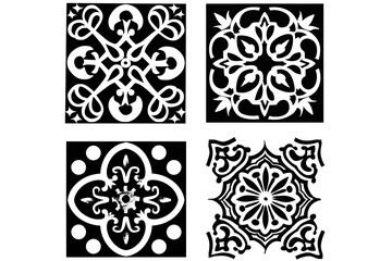 Church medieval windows set. Old gothic style architecture elements. Vector glyph illustration on white background.
