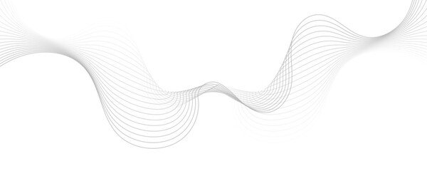 Gray wave curve lines abstract background with flowing particles. Digital energy waves technology concept. Modern backdrop design for business, presentation, banner.