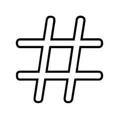 hashtag icon, music vector icon, entertainment vector icon - black outline icon of hashtag symbolizing social media, communication, and technology in simple design.