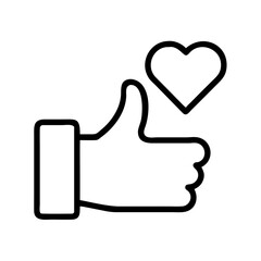 like icon, music vector icon, entertainment vector icon - black outline icon of like symbolizing social media, communication, and technology in simple design.