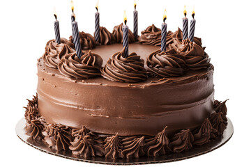 a chocolate cake with candles on top