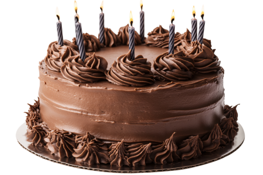 a chocolate cake with candles on top