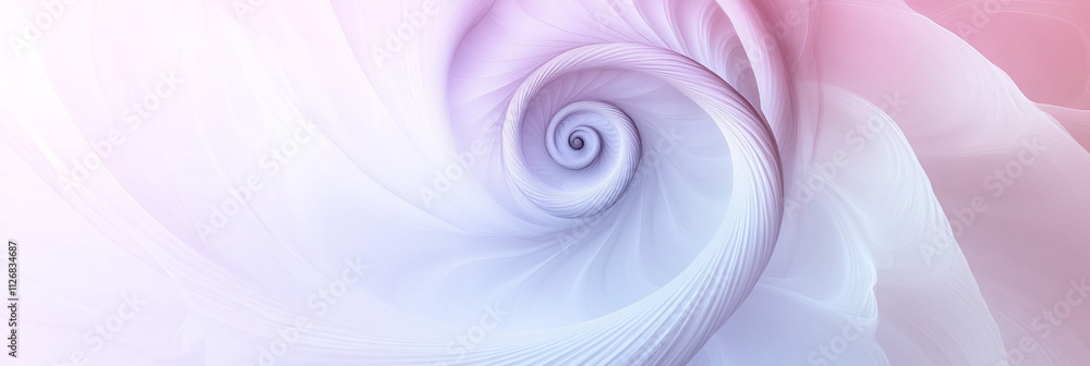Poster abstract minimalistic spiral pattern, in soft pastel tones, gradually fading into the background.