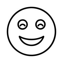 smile emoji icon, music vector icon, entertainment vector icon - black outline icon of smile emoji symbolizing social media, communication, and technology in simple design.