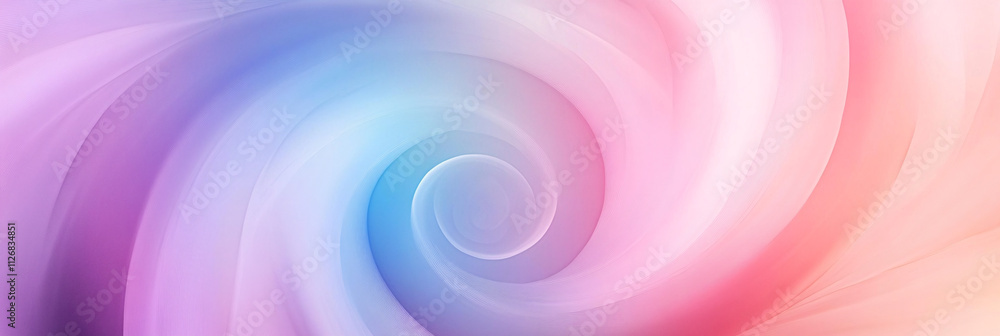 Poster abstract minimalistic spiral pattern, in soft pastel tones, gradually fading into the background.