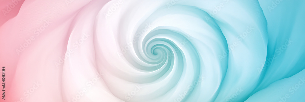 Poster abstract minimalistic spiral pattern, in soft pastel tones, gradually fading into the background.