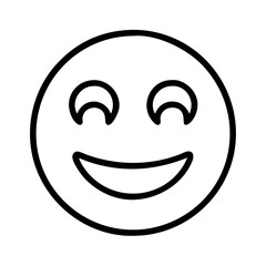 smile emoji icon, music vector icon, entertainment vector icon - black outline icon of smile emoji symbolizing social media, communication, and technology in simple design.