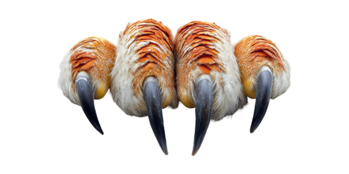 Eagle talons with feathers isolated on transparent background
