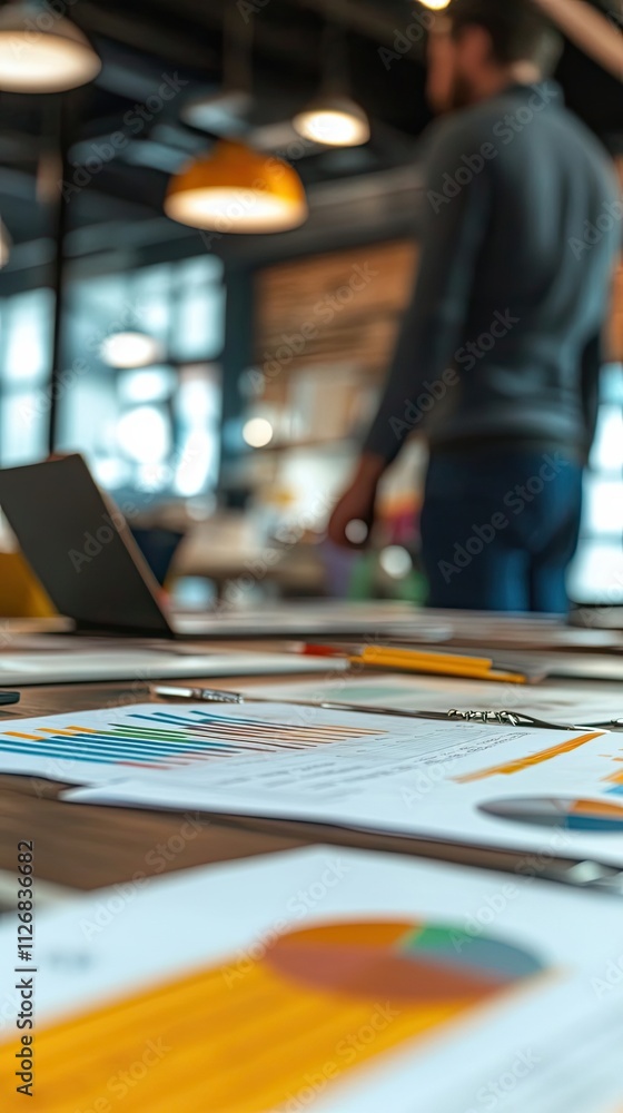 Poster business charts and graphs on a table