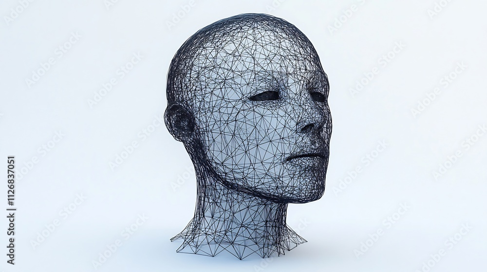 Aufkleber wireframe humanoid head - 3d digital of abstract futuristic design