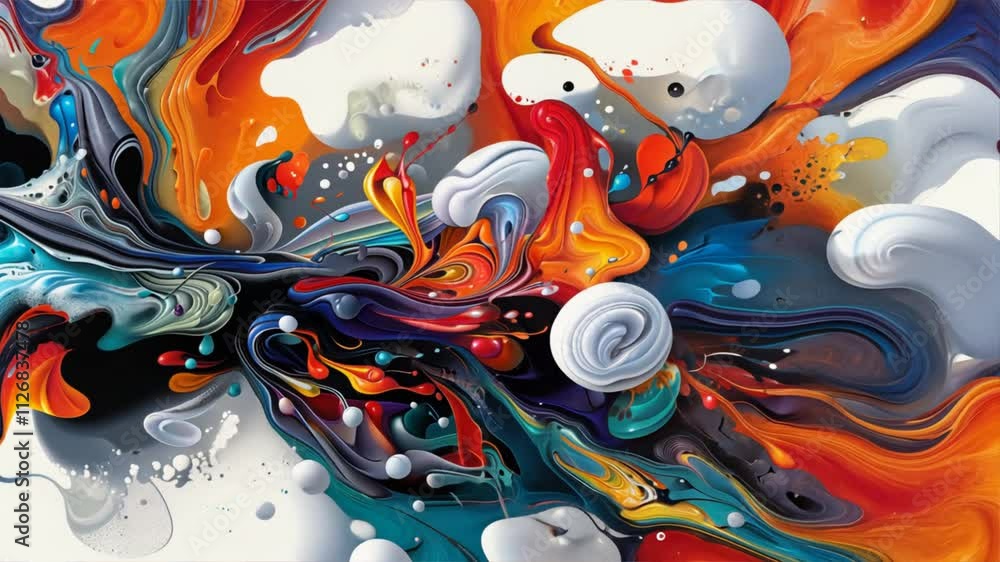 Poster colorful abstract art vibrant fluid patterns and dynamic movement showcasing creativity and unique s