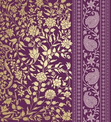 wedding card design, traditional paisley floral pattern , royal India	
