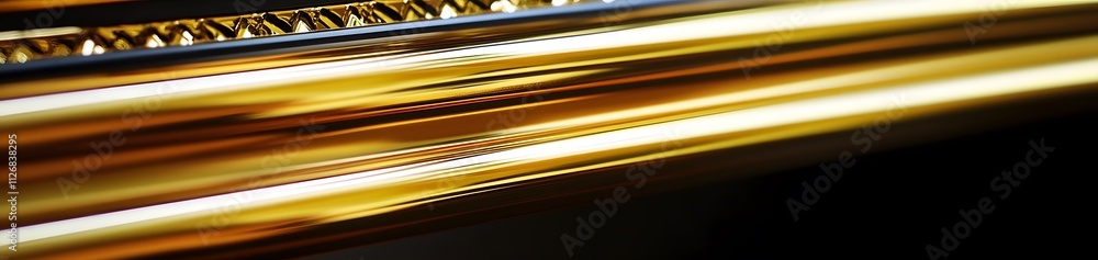 Poster a close-up of a shiny, golden surface with dynamic motion blur.