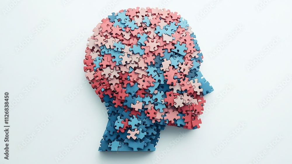 Aufkleber puzzle head - visualizing creative problem-solving in 3d