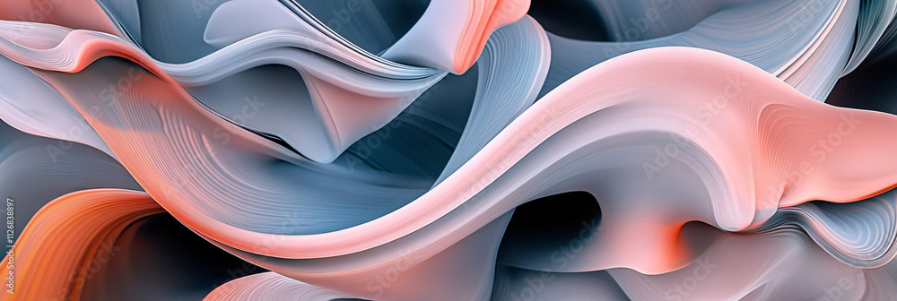 Aufkleber abstract organic forms intertwining, with smooth, fluid lines and soft colors, creating a sense of h