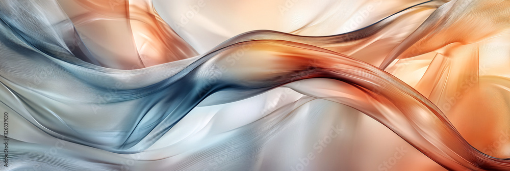 Poster abstract organic forms intertwining, with smooth, fluid lines and soft colors, creating a sense of h