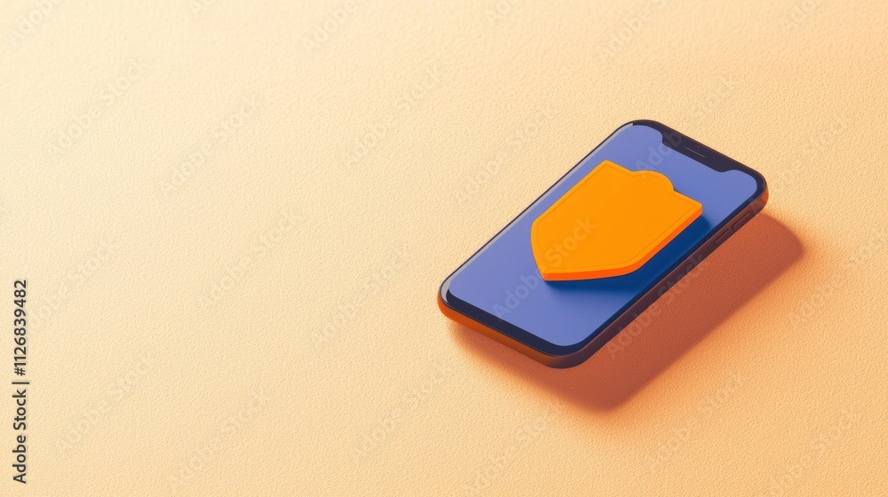 Poster smartphone payment app interface displaying digital security features on modern device