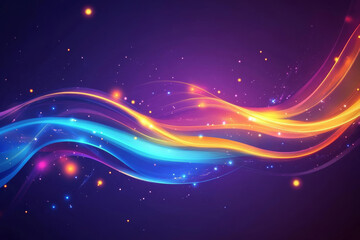 A vibrant background with dynamic streaks of blue and orange light, crossing over a deep purple backdrop.