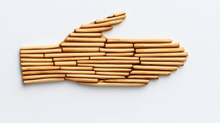 Wooden Hand Sculpture Isolated on White Background,3D