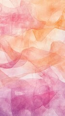 Fototapeta premium Abstract Watercolor Pink and Orange Tulle Drapery
