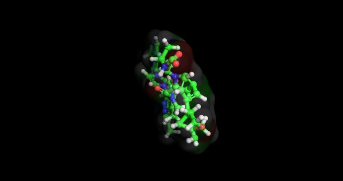 Orforglipron, 3D molecule spinning, 4k