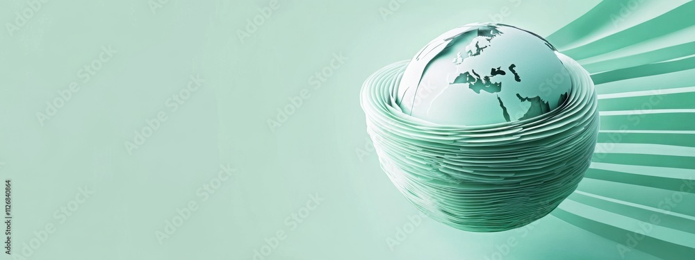 Poster global connectivity encapsulation abstract 3d render of earth globe in protective layers