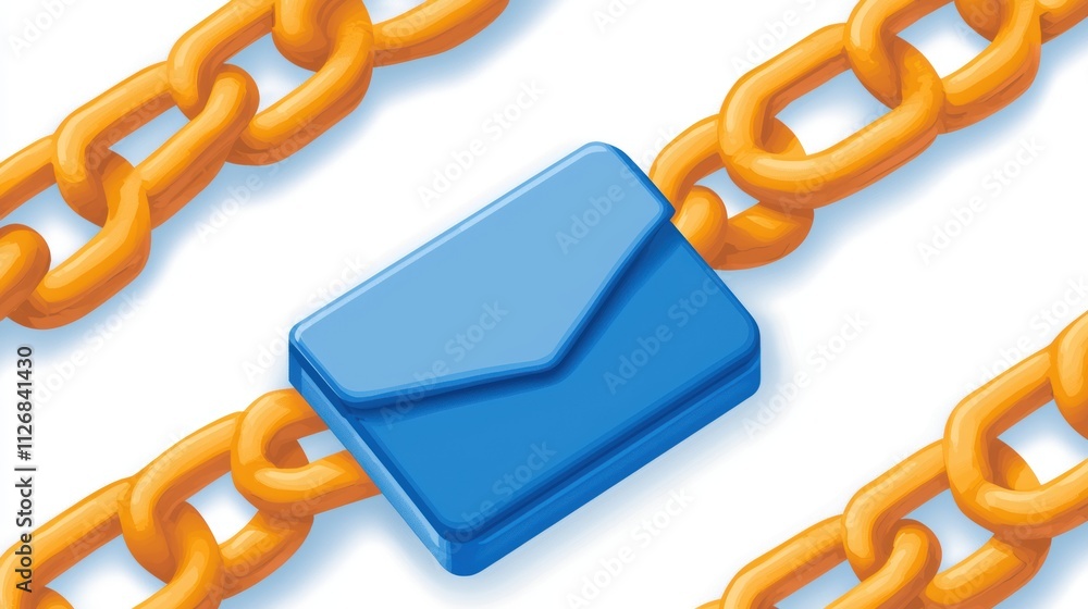 Poster digital wallet illustration with blockchain symbols for secure financial transactions