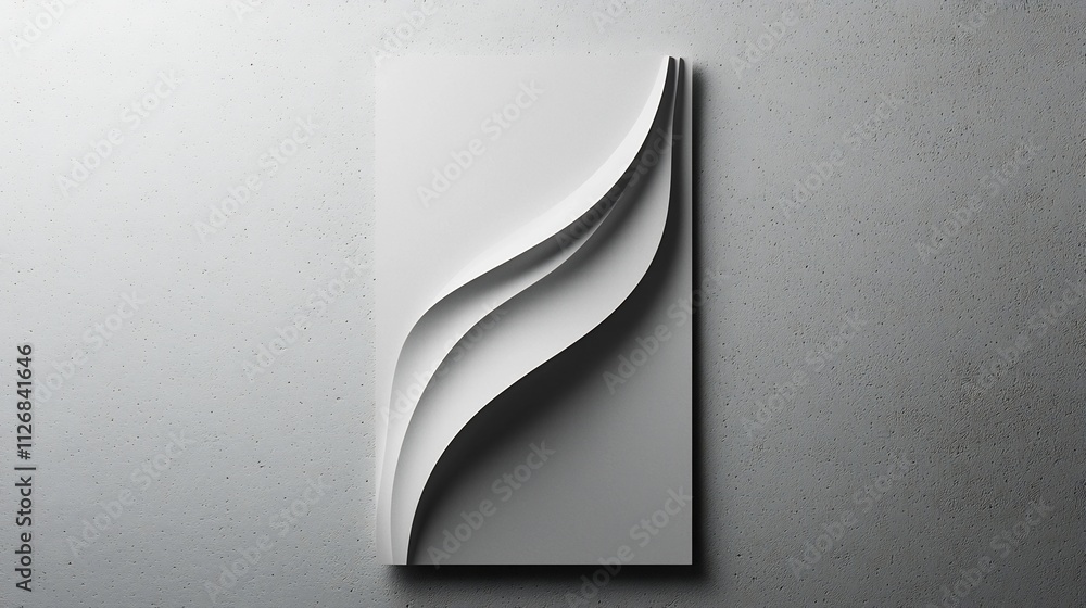 Poster minimalist roll up mockup featuring grayscale abstract geometric shapes on a textured canvas base id